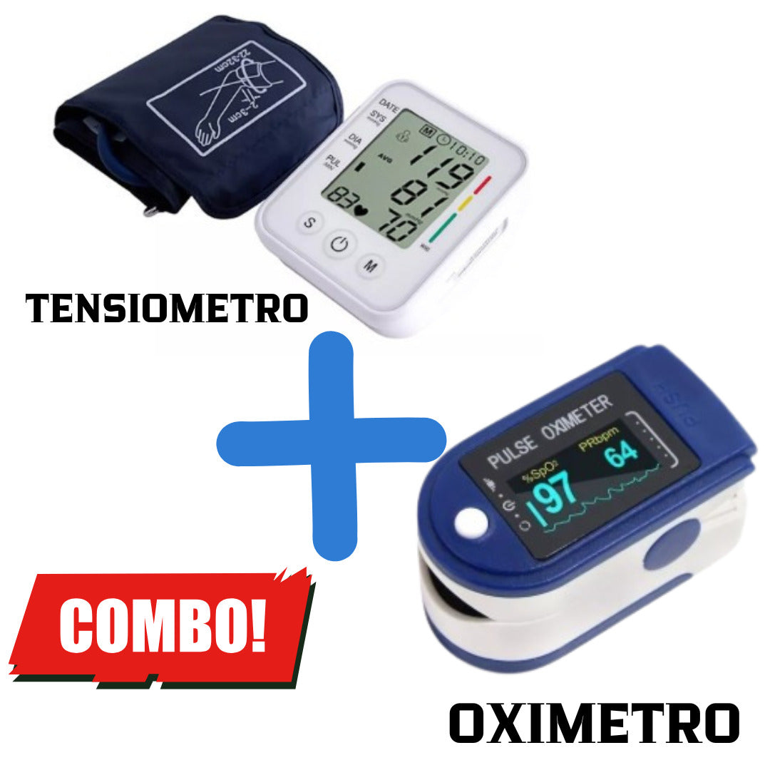Combo Salud Total: Tensiómetro Digital + Oxímetro de Pulso - MONITOREA TU PRESIÓN Y OXÍGENO EN CASA CON PRECISIÓN (Haga clic en el enlace de compra para obtener otro descuento promocional)
