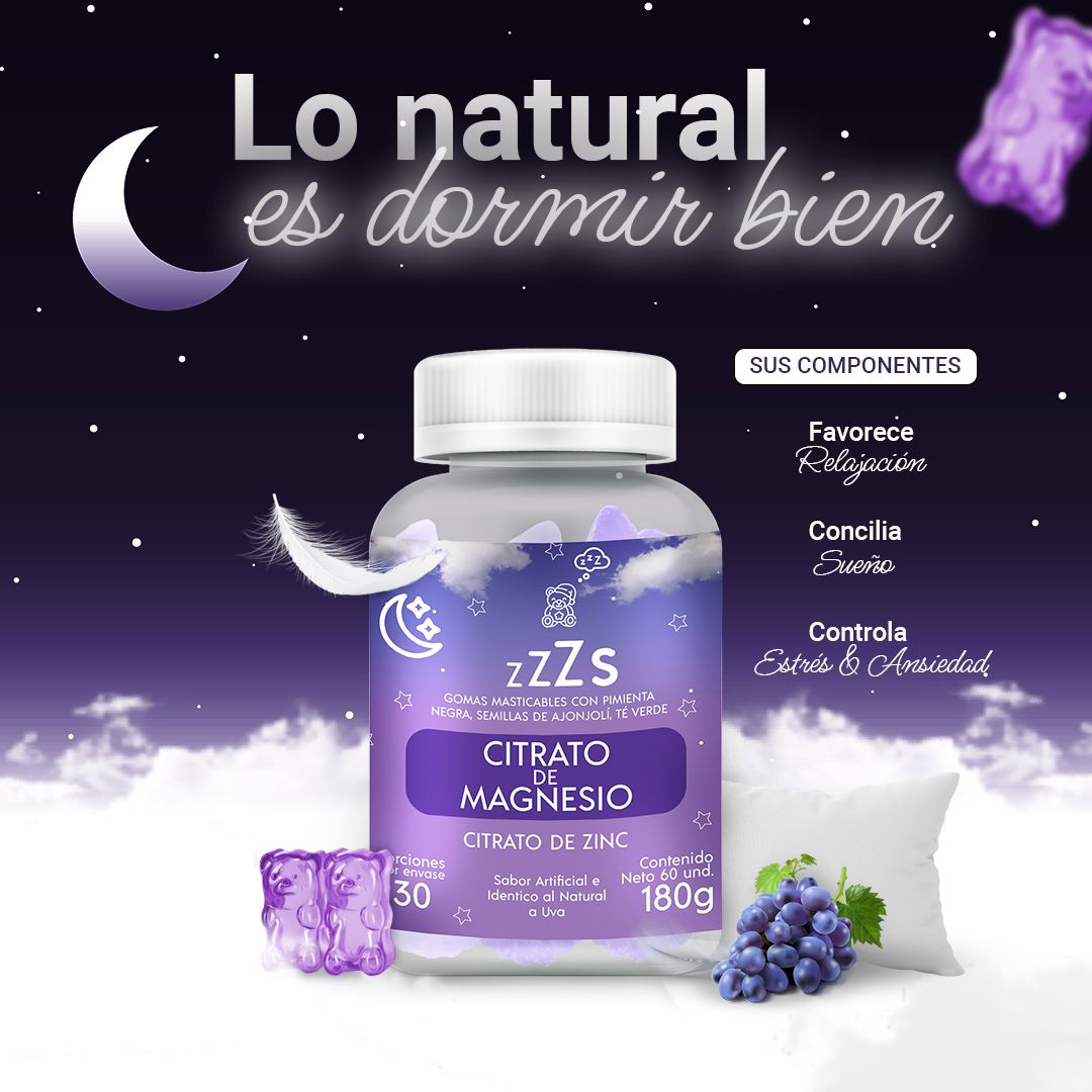 Citrato de Magnesio + Zinc (Gomitas Naturales) - ¡Duerme mejor, despierta con energía! Gomitas naturales con Magnesio y Zinc para un cuerpo y mente equilibrados